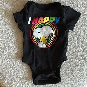 3/15$ Snoopy 'Be Happy' Black Kids One Piece